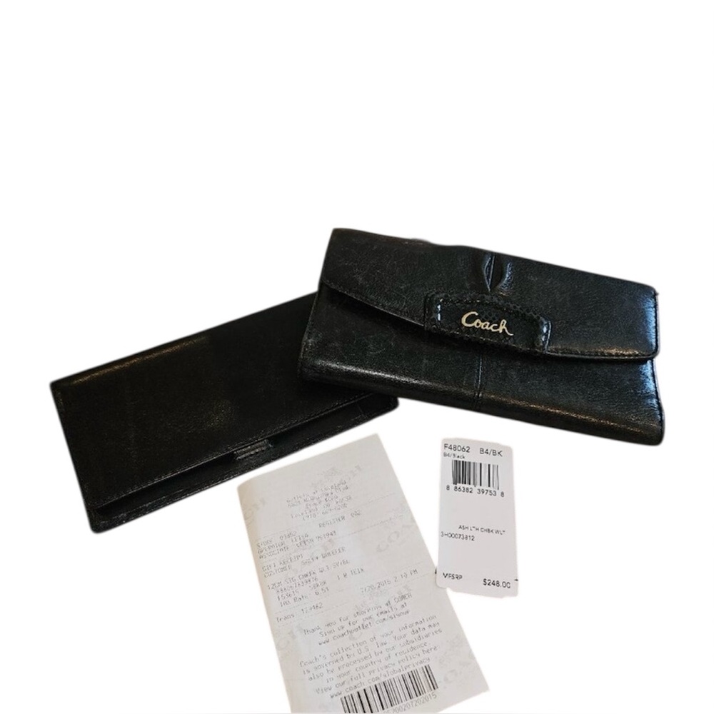 COACH - Ashley Black & Python Embossed Wallet / Checkbook Set
